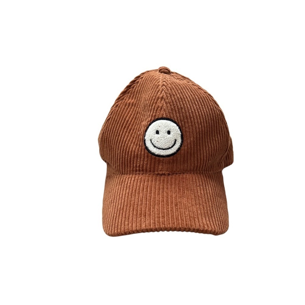 David and Young Smiley Face Corduroy Hat Y2K Novelty Fall Casual Boho Outdoor